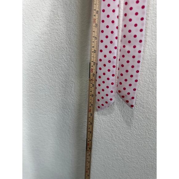 NWOT White and Pink Polkadotted Scarf Ascot Tie - Picture 3 of 6